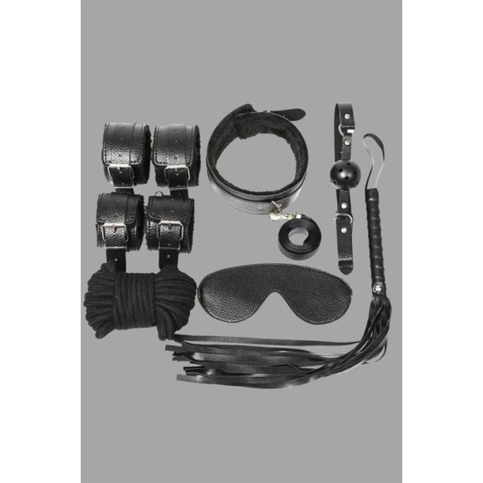 VipMarketim  Kol Bacak İp Maske Kelepce Ağız Topu Kople Deri Set