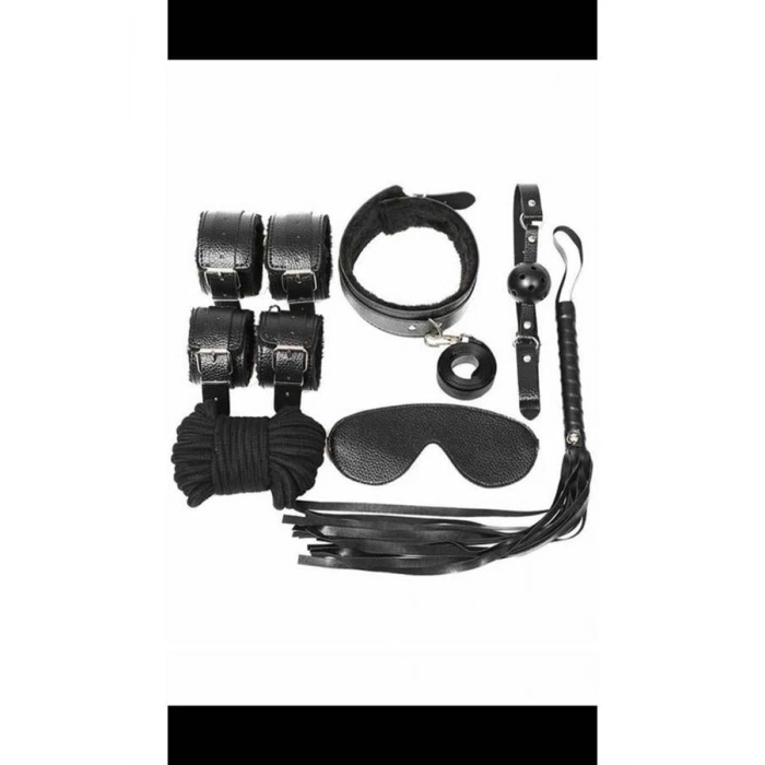 VipMarketim Kol Bacak İp Maske Kelepce Ağız Topu Kople Deri Set