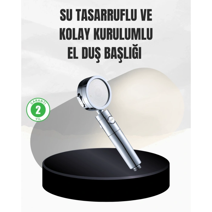VipMarketim Kolay Montajlı 3 Modlu Yüksek Basınç Duş Başlığı