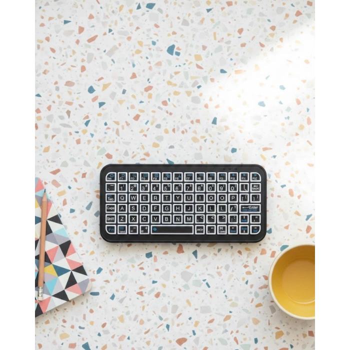 VipMarketim Kompakt Siyah RGB Işıklı Bluetooth Mini Klavye