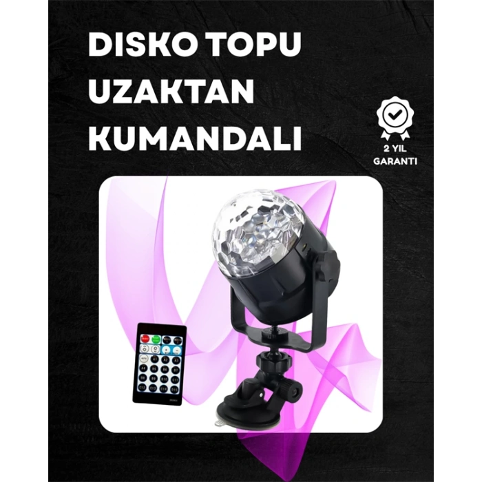 VipMarketim Kompakt Tasarımlı Döner Renkli LED Disko Topu - Ev ve Profesyonel Kullanım