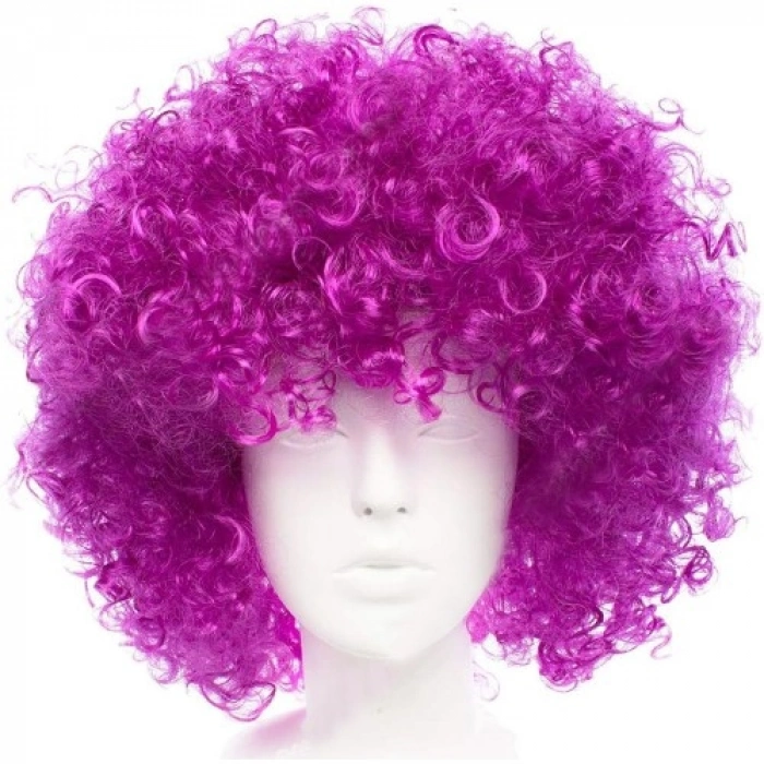 VipMarketim Koyu Mor Renk Violet Afro Bonus Saç Peruk