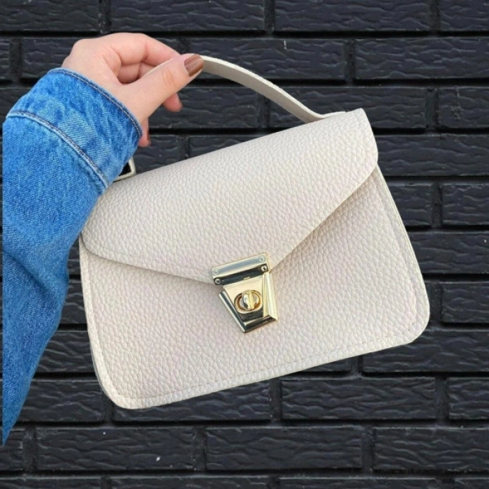 VipMarketim Krem Rengi Kutu El Çantası