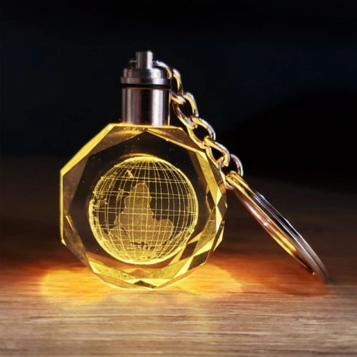 VipMarketim Kristal Dünya Tasarımlı Renk Değiştiren Anahtarlık