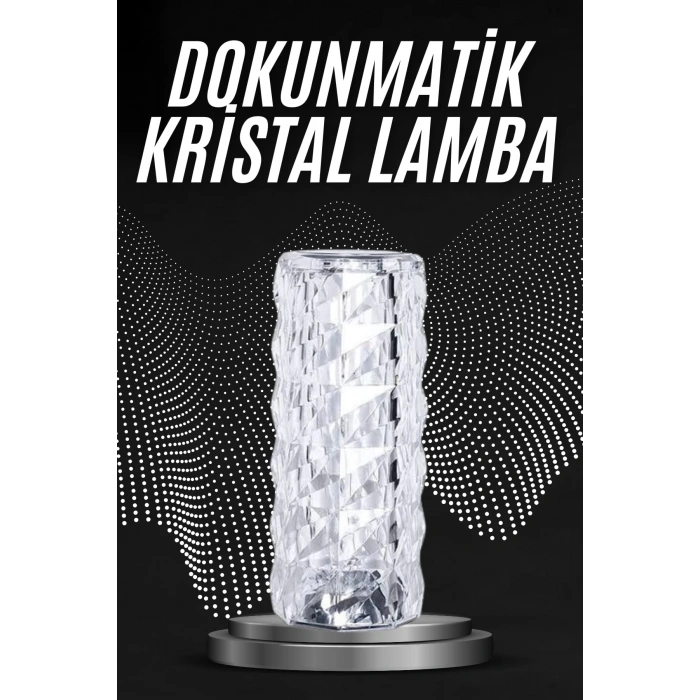 VipMarketim Kristal Lamba Masa Lambası Şarjlı Masa Lambası Dokunmatik Sensör Usb Şarjlı