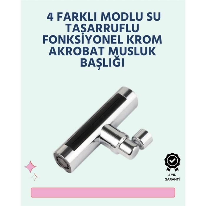 VipMarketim Krom Kaplamalı Çok Fonksiyonlu Musluk Başlığı | Paslanmaz Malzeme