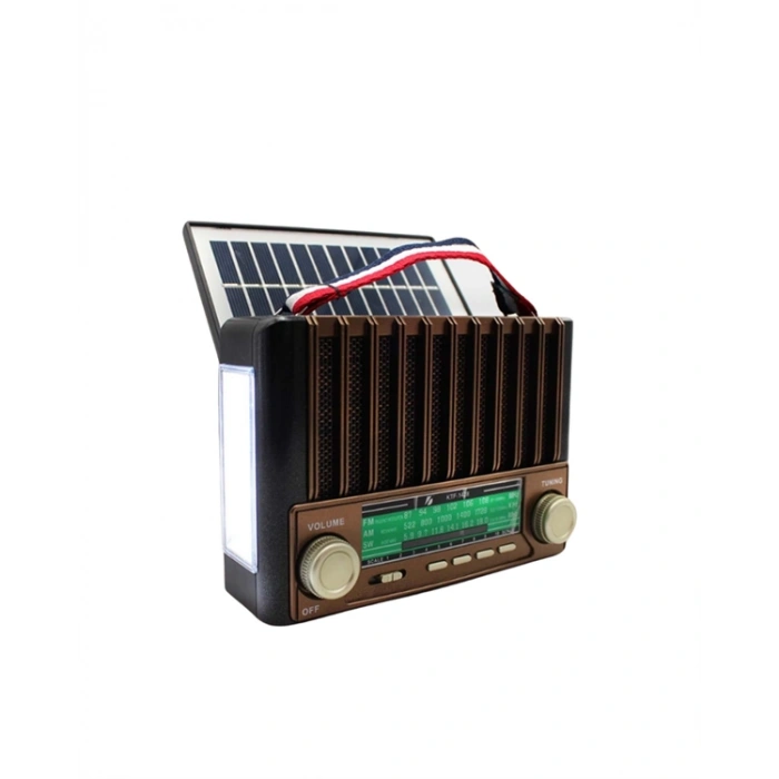 VipMarketim KTF-1428 Solar Panel Destekli Şarjlı Bluetooth Hoparlör – FM/AM/SW Radyo AUX ve TF Kart Girişli