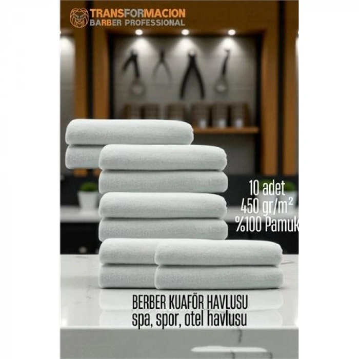 VipMarketim  Kuaför Berber Havlusu 10 ADET Pamuk Berber Havlusu 50x90 Beyaz