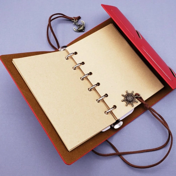 VipMarketim Küçük Boy Pusula Baskılı Deri Defter