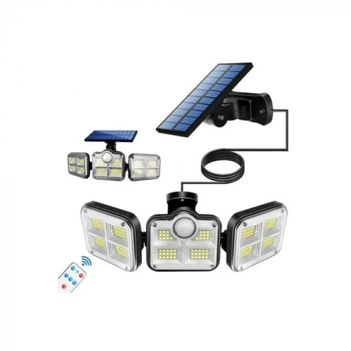 VipMarketim Kumandalı Solar 122 LEDli Hareket Sensörlü Sokak ve Bahçe Lambası