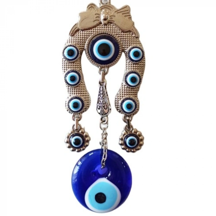 VipMarketim Kurdeleli Nazar Boncuklu Filli Nallı Gümüş Kaplama Duvar Süsü