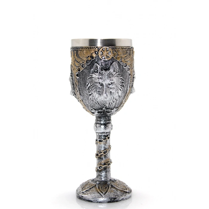 VipMarketim Kurt Büstü Tasarımlı Paslanmaz Çelik Kadeh Bardak