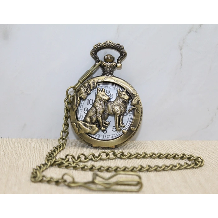 VipMarketim Kurt Tasarımlı Köstekli Saat Model 2