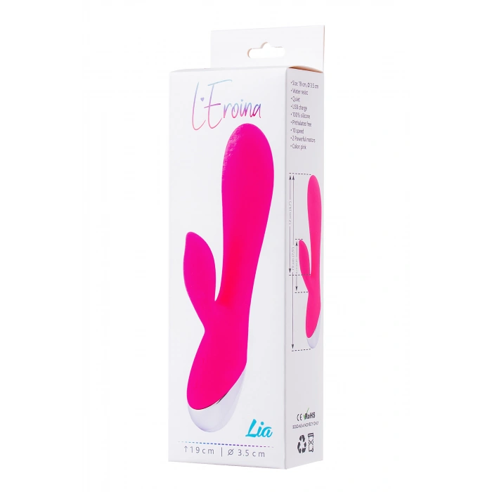VipMarketim LEROİNA klitoral stimülatörlü vibratör, silikon, pembe, 19 cm