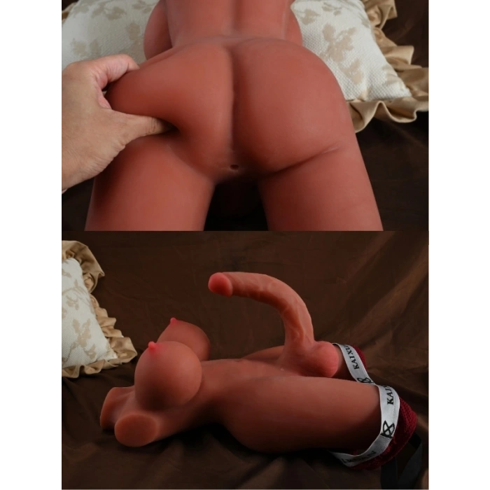 VipMarketim L-Join Gerçekçi 5.5 Kg Brown (Melez) Yarım Vücut Trans Vajina Mastürbatör Dildo