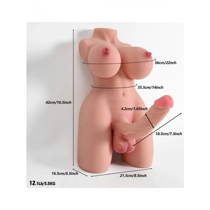 VipMarketim L-Join Gerçekçi 5.5 Kg Skin (Ten) Yarım Vücut Trans Vajina Mastürbatör Dildo