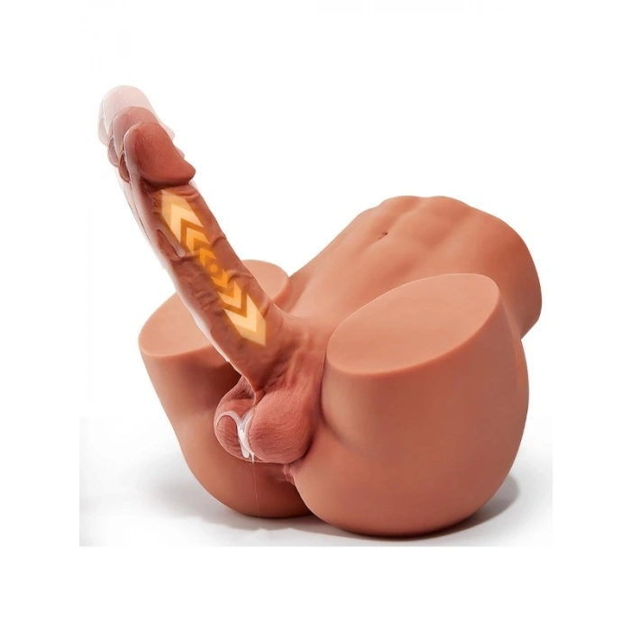 VipMarketim L-Join Gerçekçi İleri Geri Haraketli Titreşimli 5 Kg Kalça Vajina Dildo Mastürbatör