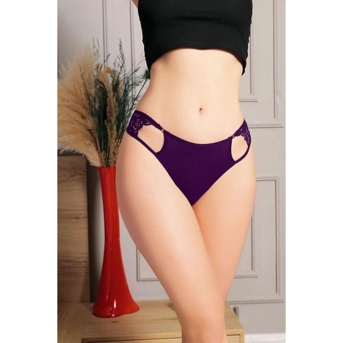 VipMarketim Lacivert Bel Kısmı Dantelli Külot