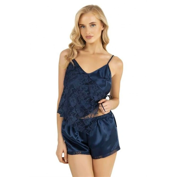 VipMarketim  Lacivert Saten Şort Takımı 9204