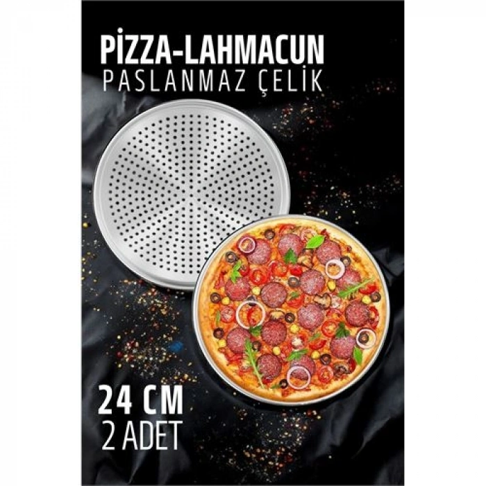 VipMarketim Lahmacun Pizza Pide Pişirme Tepsisi 24 CM 2 li SET