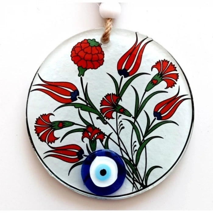 VipMarketim Lale Çiçeği Desenli Füzyon Cam Duvar Dekoru