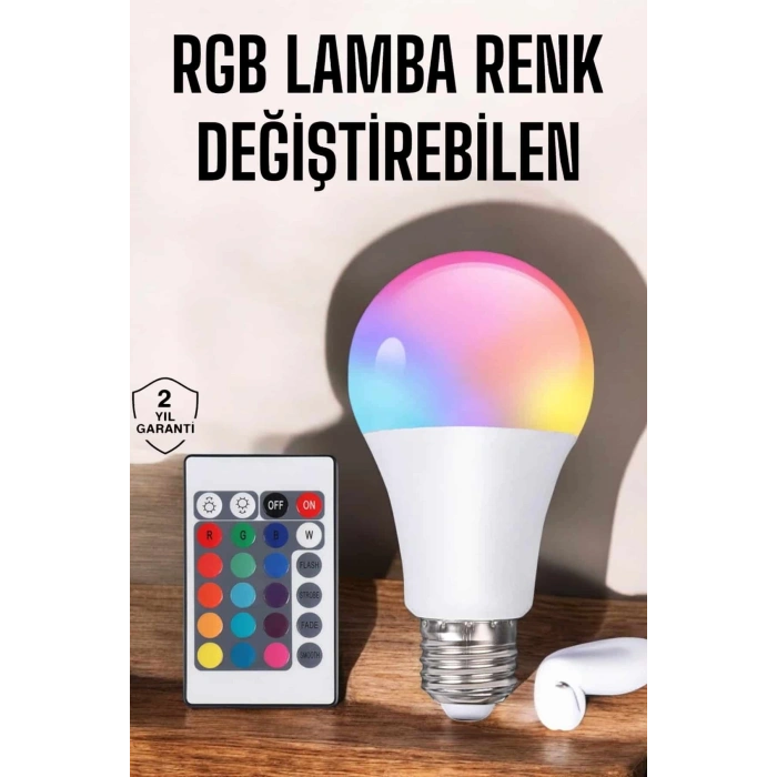 VipMarketim Led Ampul Enerji Dostu RGB Işıklı 100W Led Işık