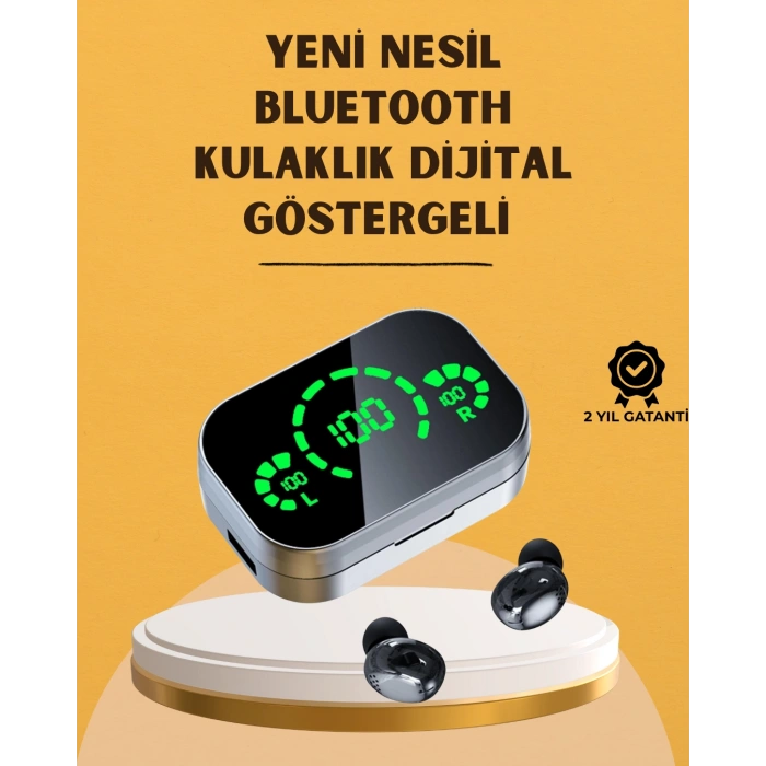 VipMarketim LED Ekranlı Kablosuz Kulaklık – Gürültü Önleyici Mikrofon ve Dokunmatik Özellikli