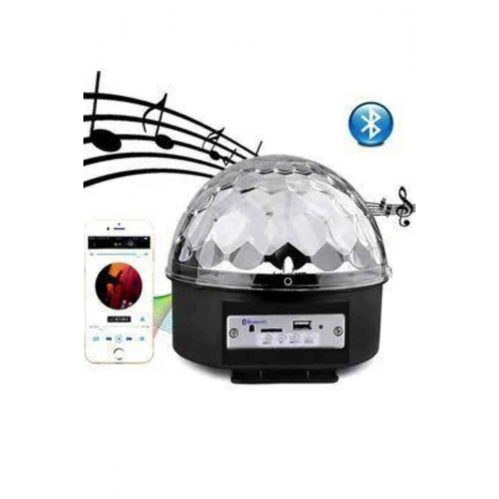 VipMarketim Led Işık Disko Topu Bluetooth Hoparlörlü USB Müzik Çalar Kumandalı