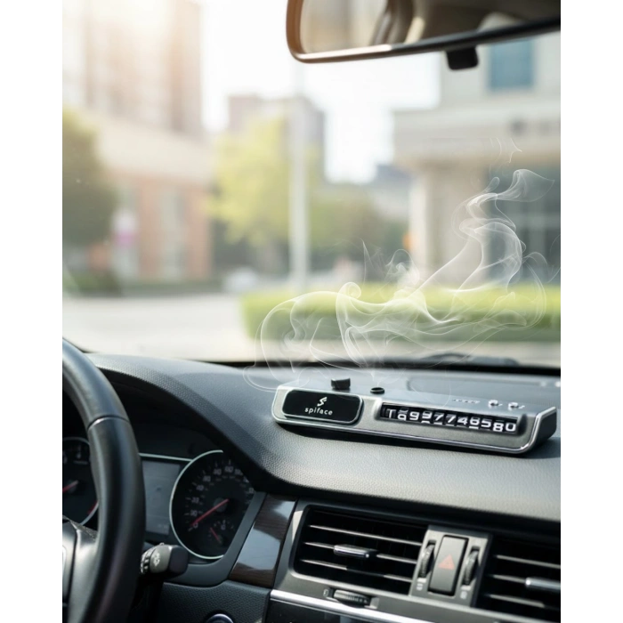 VipMarketim LED Işıklı Araç Ön Cam Telefon Numarası Gösterme Aparatı + 3 Seviyeli Hava Nemlendirici