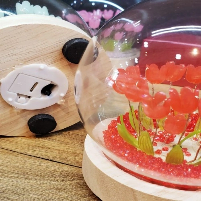 VipMarketim Led Işıklı Lale Cam Fanus