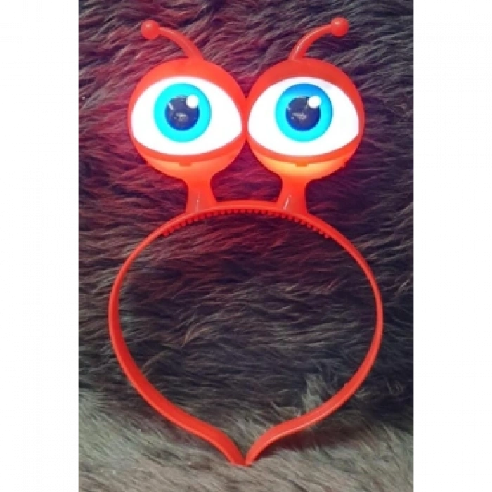 VipMarketim Led Işıklı & Pilli Uzaylı Göz Parti Tacı Kırmızı Renk