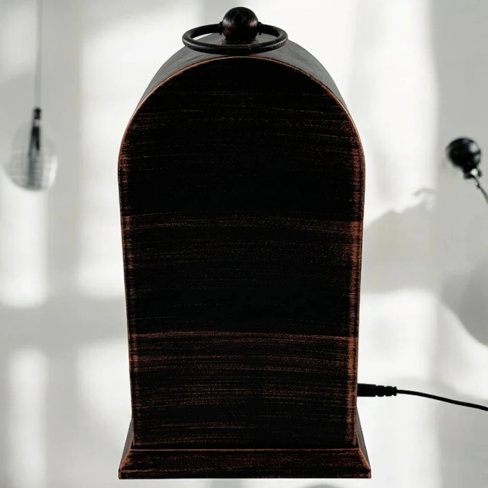 VipMarketim LED Işıklı Siyah Eskitme Şömine Saat