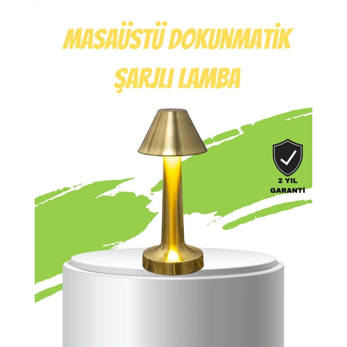 VipMarketim LED Masa Lambası 3 Renk Ayarlı Şarjlı Kablosuz Modern Tasarım