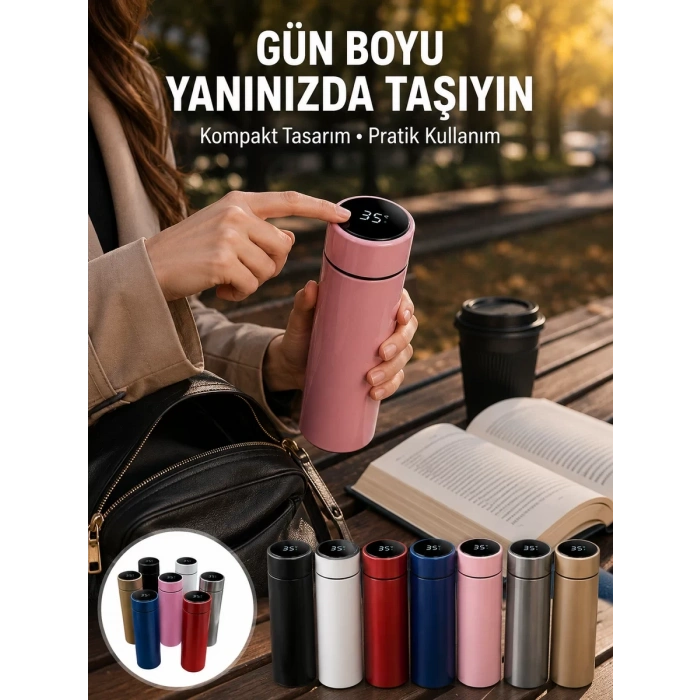 VipMarketim LED Sıcaklık Ölçerli 250 ml Yalıtımlı Termos Şişe Yeni Nesil