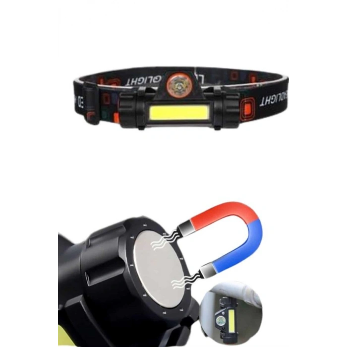 VipMarketim Ledli Şarjlı Kafa Lambası LED Şarjlı Su Geçirmez Kafa Feneri