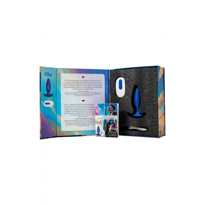 VipMarketim L’Eroina APP CLOSS Uygulama ve Kumandadan Kontrollü Anal Vibratör, Silikon, Mavi, 10.5 cm