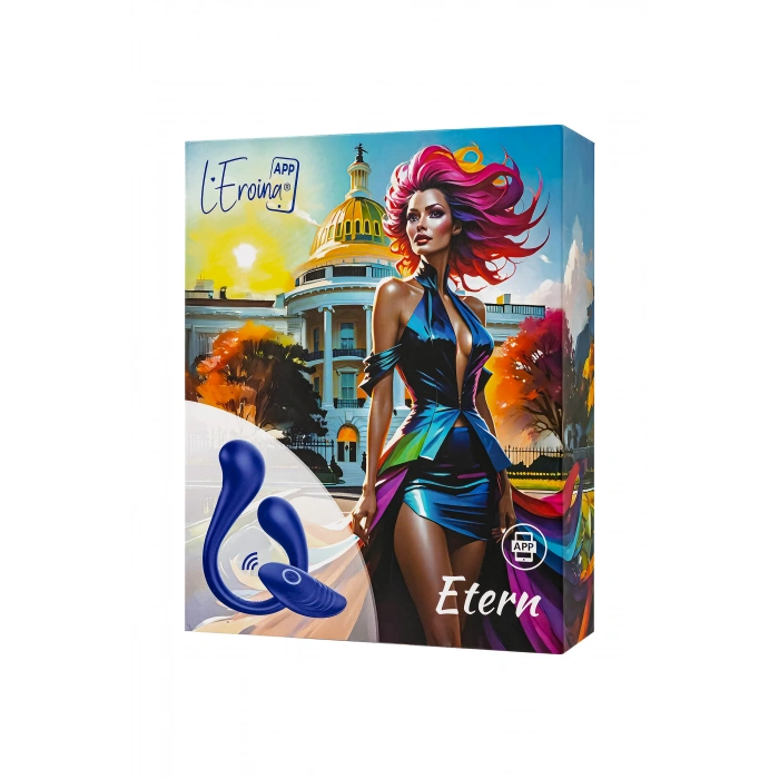VipMarketim L’Eroina APP ETERN Çok Fonksiyonlu Vibratör, Kumanda ve Uygulama Kontrollü, Silikon, Mavi, 23 cm
