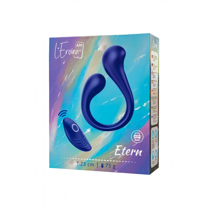 VipMarketim L’Eroina APP ETERN Çok Fonksiyonlu Vibratör, Kumanda ve Uygulama Kontrollü, Silikon, Mavi, 23 cm