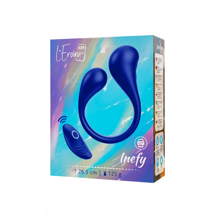 VipMarketim L’Eroina APP INEFY Çok Fonksiyonlu Vibratör, Kumanda ve Uygulama Kontrollü, Silikon, Mavi, 26.5 cm