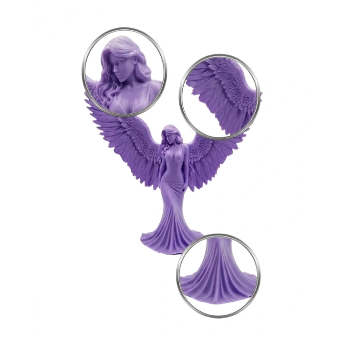 VipMarketim Lila Melek Biblo 3D Dekoratif Angel Figür Ev Aksesuarı