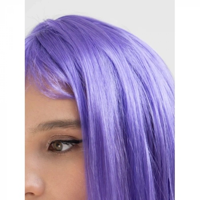 VipMarketim Lila Renk Uzun Düz Parti Peruğu