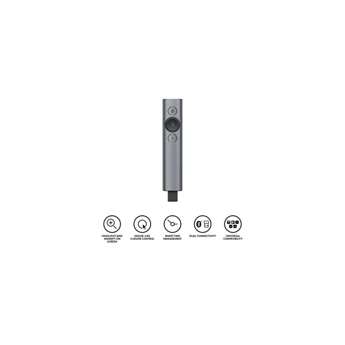 VipMarketim LOGITECH 910-004861 Spotlight Wireless Presenter Sunum Cihazı (Gri)(1923)