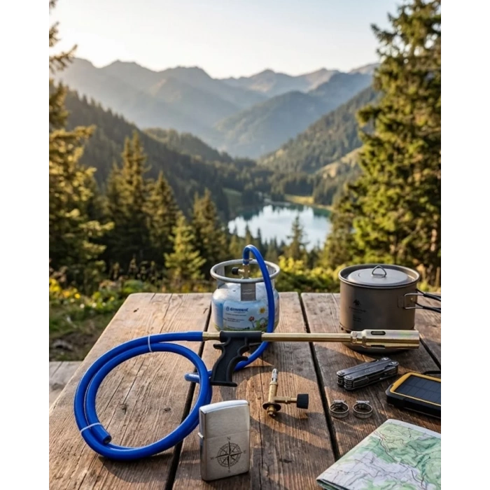 VipMarketim LPG Gazlı Pürmüz Hortumlu Alev Tabancası Mangal Yakma Kamp Ateşi ve Atölye Kullanımı