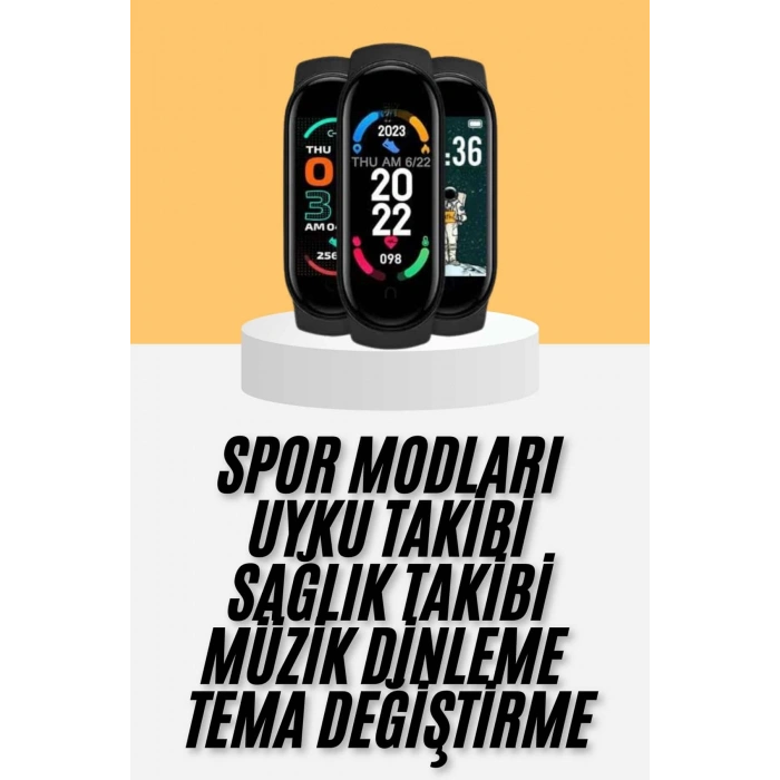 VipMarketim M6 Akıllı Bileklik Siyah Adımsayar Spor Takibi Android ve İOS Uyumlu