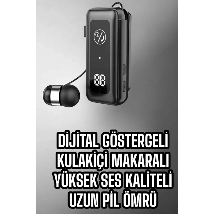 VipMarketim Makaralı Bluetooth Kulaklık Kulak İçi Dijital Göstergeli Yüksek Ses Kaliteli