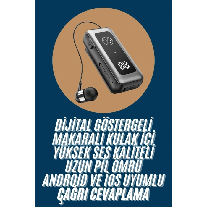 VipMarketim Makaralı Kulaklık SD Kart Girişli Dijital Göstergeli Kablolu Bluetooth Kulaklık