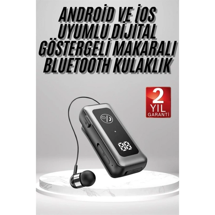 VipMarketim Makaralı Kulaklık SD Kart Girişli Dijital Göstergeli Kablolu Bluetooth Kulaklık