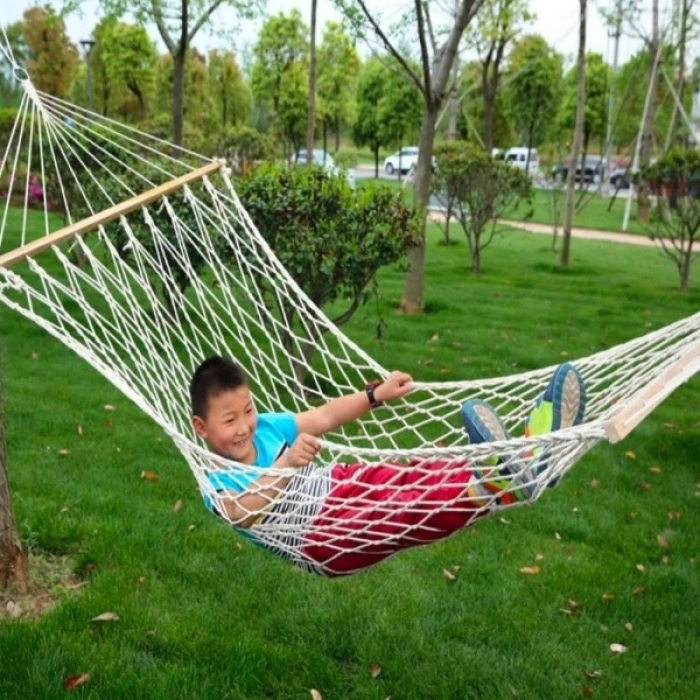 VipMarketim Makrome İp Lüks Tek Kişilik Hamak