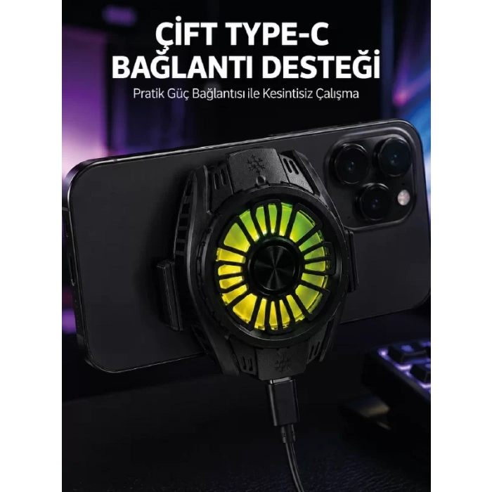 VipMarketim Manyetik Bağlantılı Çift Type-C Girişli Telefon Soğutucu