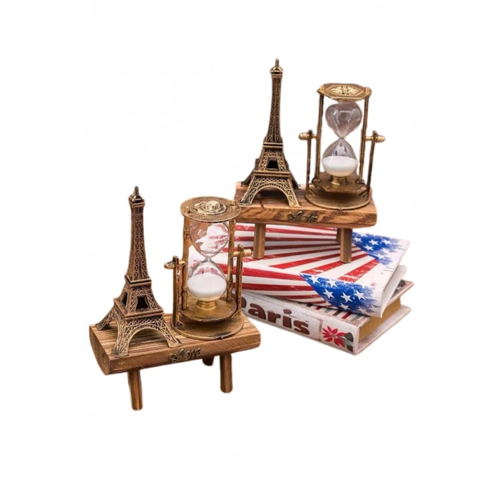 VipMarketim Masa Biblosu Dekoratif Süs Kum Saati Eyfel Kulesi Hediyelik Kum Saati